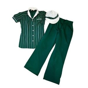 Vintage McDonald's Uniform 1983 Green Crest USA Made Women's 6 Shirt, Pants, Hat